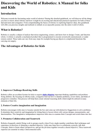 discovering the world of robotics a manual