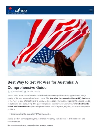 Best Way to Get PR Visa for Australia: A Comprehensive Guide