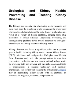 Urologists and Kidney Health_ Preventing and Treating Kidney Disease