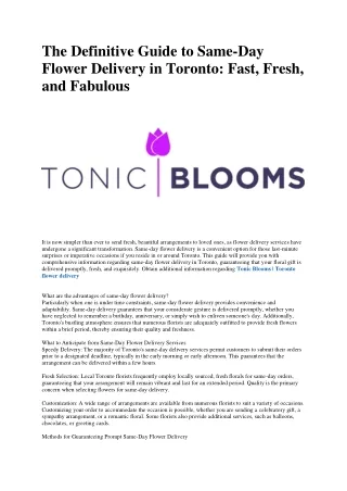 Tonic Blooms Toronto