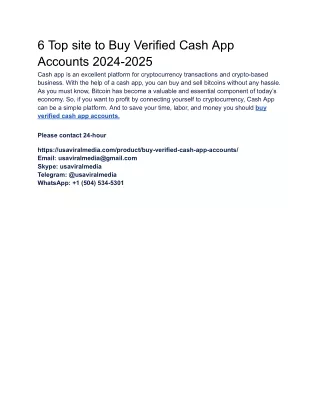 6 Top site to Buy Verified Cash App Accounts 2024-2025