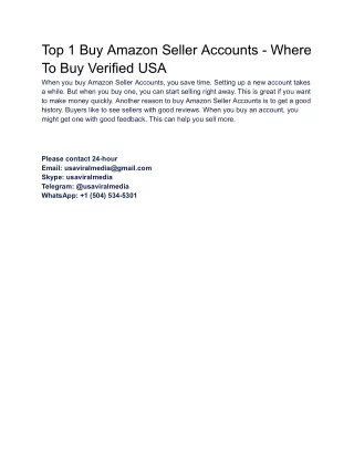 Top 1 Buy Amazon Seller Accounts - Where To Buy Verified USA