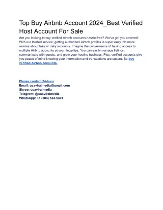 Top Buy Airbnb Account 2024_Best Verified Host Account For Sale