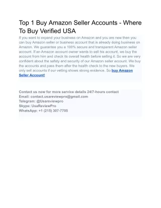 Top 1 Buy Amazon Seller Accounts - Where To Buy Verified USA