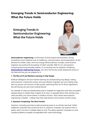 Emerging Trends in Semiconductor Engineering What the Future Holds