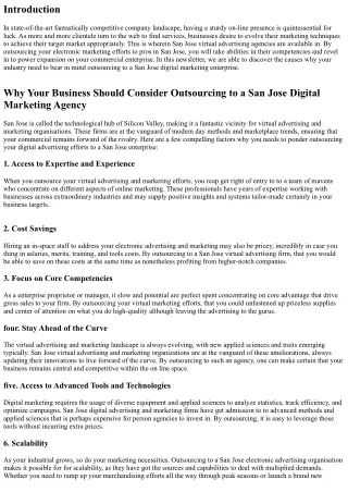 Why Your Business Should Consider Outsourcing to a San Jose Digital Marketing Ag