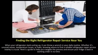 Finding the Right Refrigerator Repair Service Near You