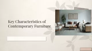 Key Characteristics of Contemporary Furniture