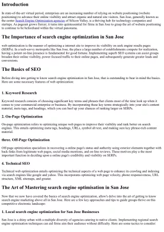 The Art of Mastering website positioning in San Jose