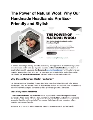 The Power of Natural Wool: Why Our Handmade Headbands Are Eco-Friendly and Styli
