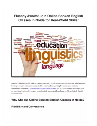 Learn Fluent English: Noida’s Top-Rated Online Spoken English Classes