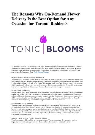 Tonic Blooms Toronto