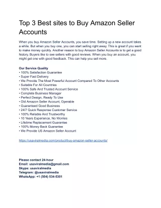 Top 3 Best sites to Buy Amazon Seller Accounts