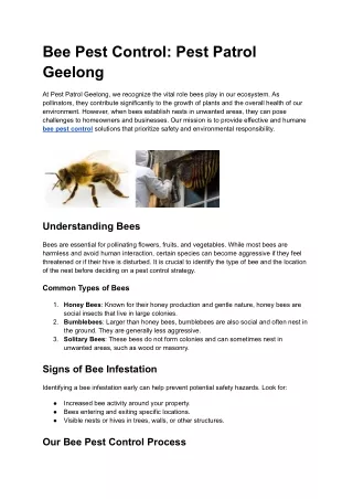 Bee Pest Control_ Pest Patrol Geelong