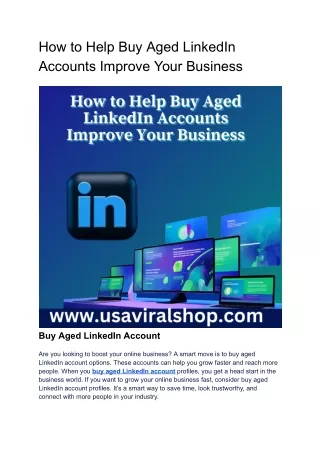 How to Help Buy Aged LinkedIn Accounts Improve Your Business