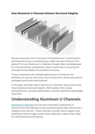 How Aluminum U Channels Enhance Structural Integrity