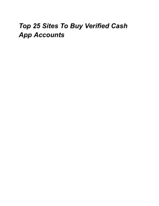 Top 25 Sites To Buy Verified Cash App Accounts