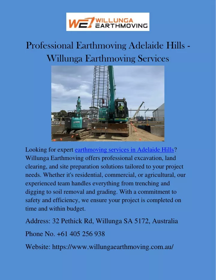 professional earthmoving adelaide hills willunga