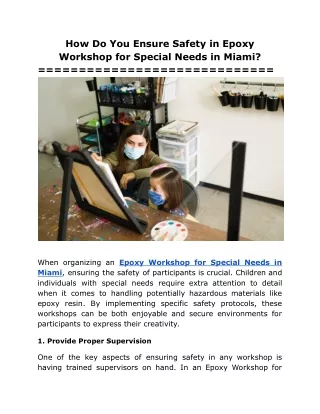 How Do You Ensure Safety in Epoxy Workshop for Special Needs in Miami?