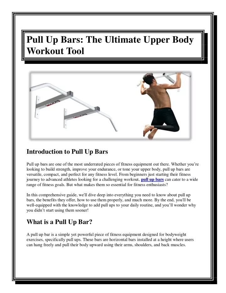 pull up bars the ultimate upper body workout tool