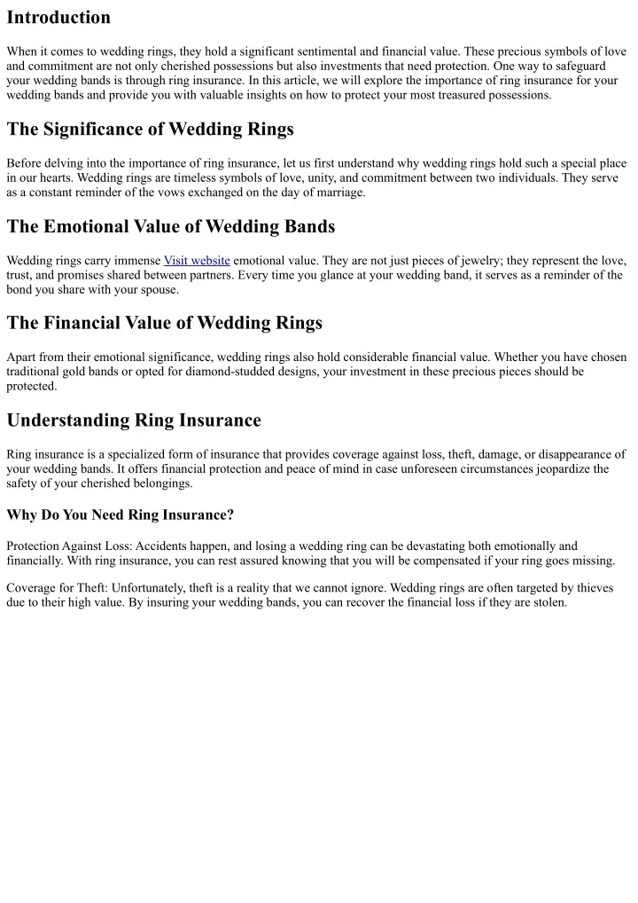 PPT - The Importance of Ring Insurance for Your Wedding Bands ...