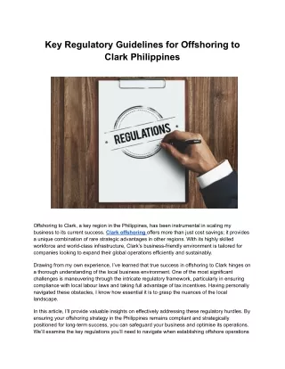 key regulatory guidelines for offshoring to clark