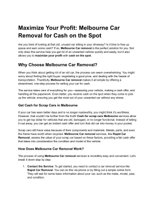 Maximize Your Profit_ Melbourne Car Removal for Cash on the Spot