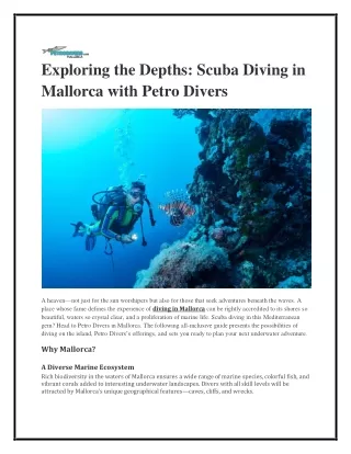 Exploring the Depths Scuba Diving in Mallorca