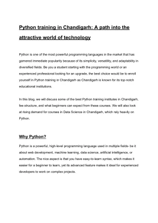 Python training in Chandigarh_ A path into the attractive world of technology