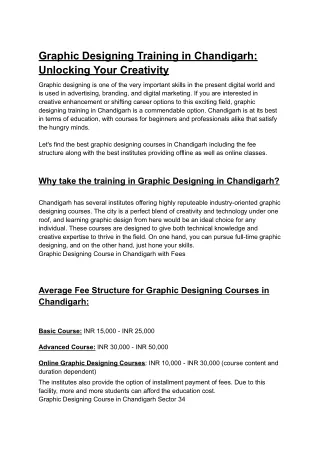 Graphic Designing Training in Chandigarh_ Unlocking Your Creativity