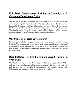 Full Stack Development Training in Chandigarh_ A Complete Developers Guide
