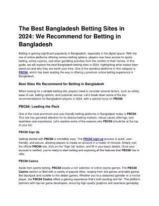 The Best Bangladesh Betting Sites in 2024_ We Recommend for Betting in Bangladesh