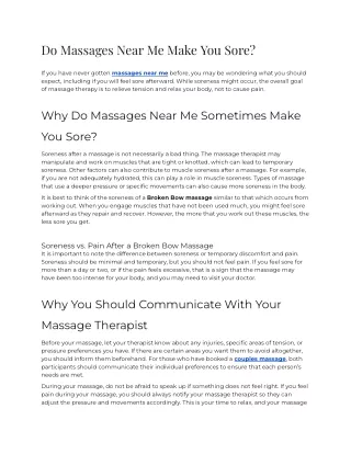 Do Massages Near Me Make You Sore