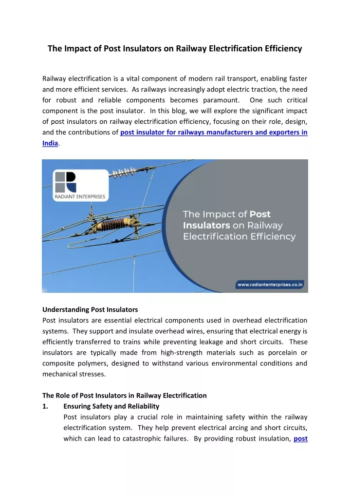 the impact of post insulators on railway