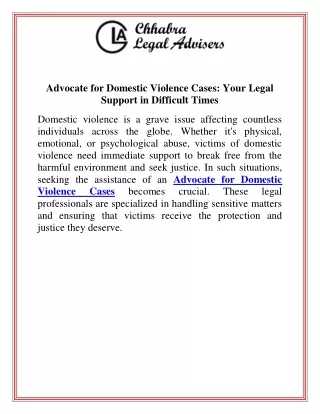 Advocate for Domestic Violence Cases Your Legal Support in Difficult Times