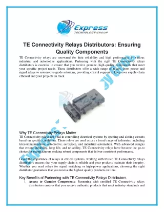 TE Connectivity relays distributor