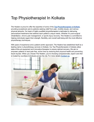 Top Physiotherapist In Kolkata