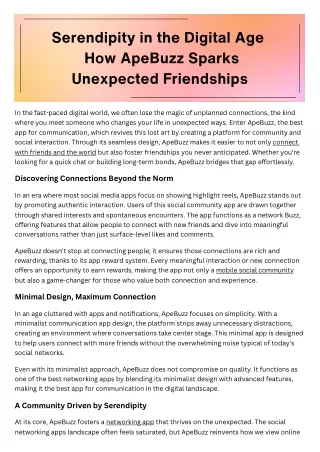 Serendipity in the Digital Age How ApeBuzz Sparks Unexpected Friendships How Ape