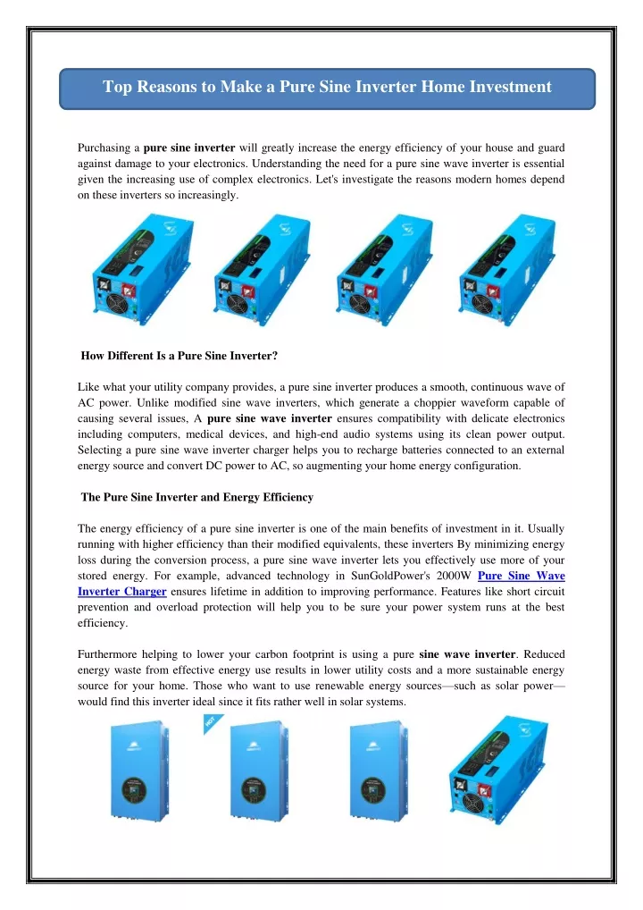 top reasons to make a pure sine inverter home