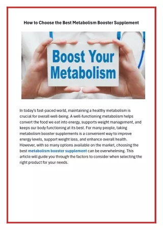 How to Choose the Best Metabolism Booster Supplement