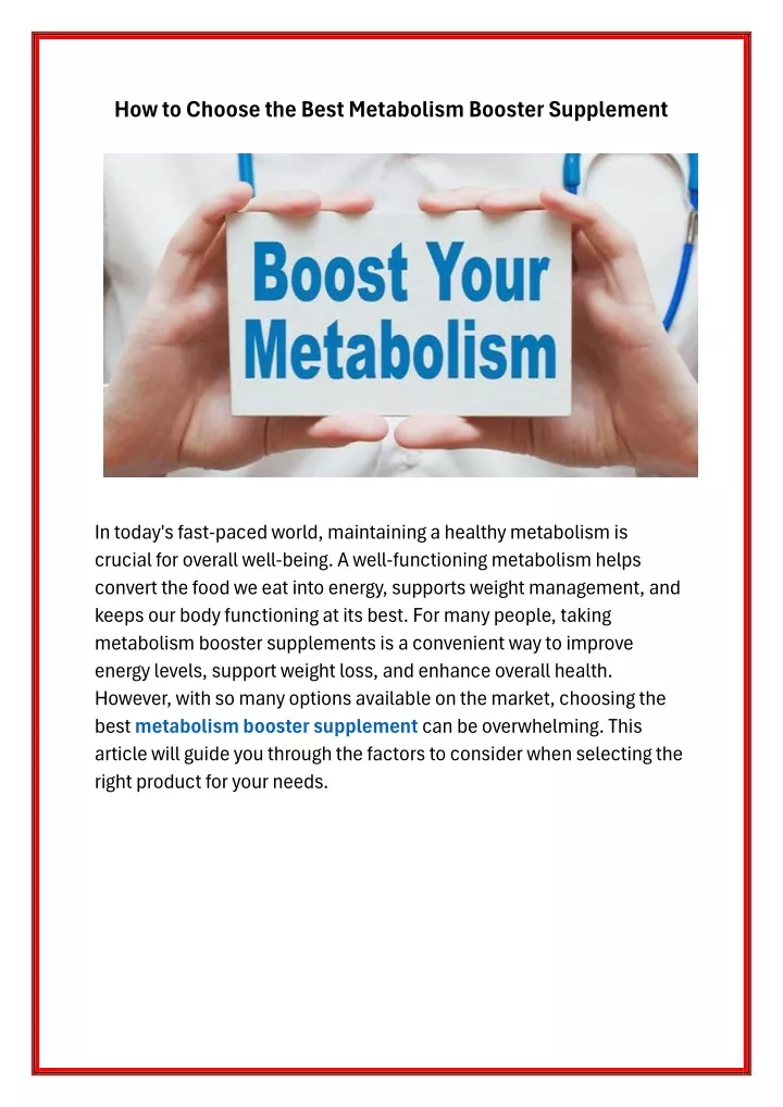 how to choose the best metabolism booster