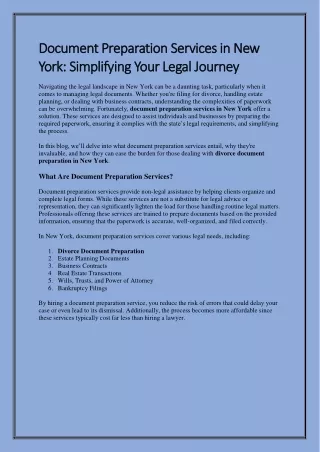 Document Preparation Services in New York: Simplifying Your Legal Journey