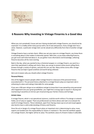 6 Reasons Why Investing in Vintage Firearms Is a Good Idea