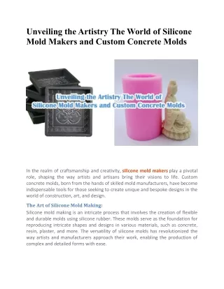 Unveiling the Artistry The World of Silicone Mold Makers and Custom Concrete Molds