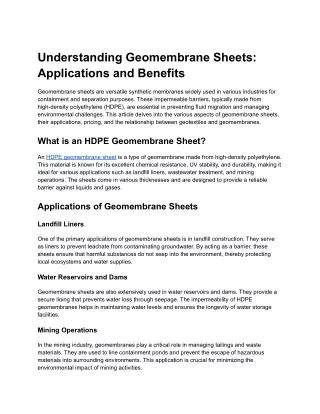understanding geomembrane sheets applications