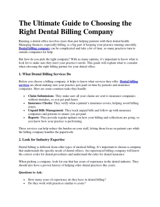 The Ultimate Guide to Choosing the Right Dental Billing Company