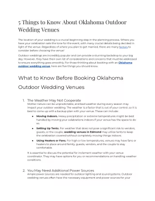 5 Things to Know About Oklahoma Outdoor Wedding Venues