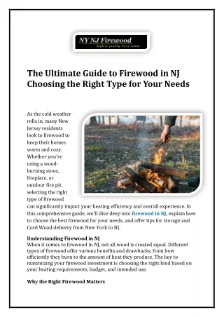 Guide to Firewood in NJ Choosing the Right Type for Your Needs