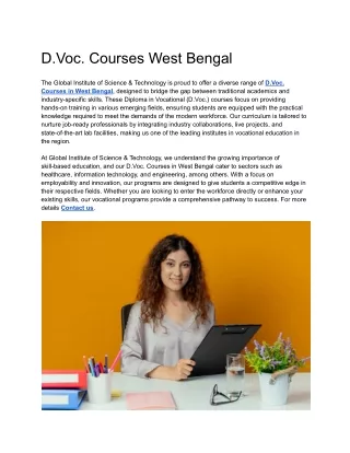 d voc courses west bengal