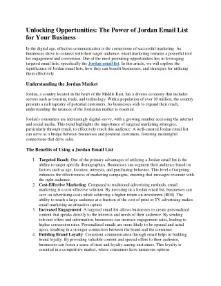 Unlocking Opportunities: The Power of Jordan Email List for Your Business